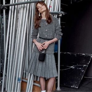 Self Portrait charcoal crystal trim cardigan